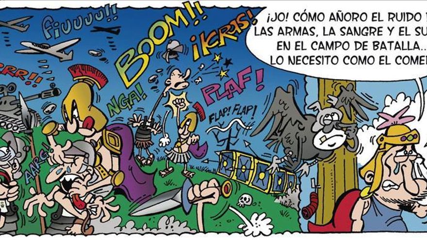 Las misiones de paz en cómic, con dos niños y los dioses del Olimpo