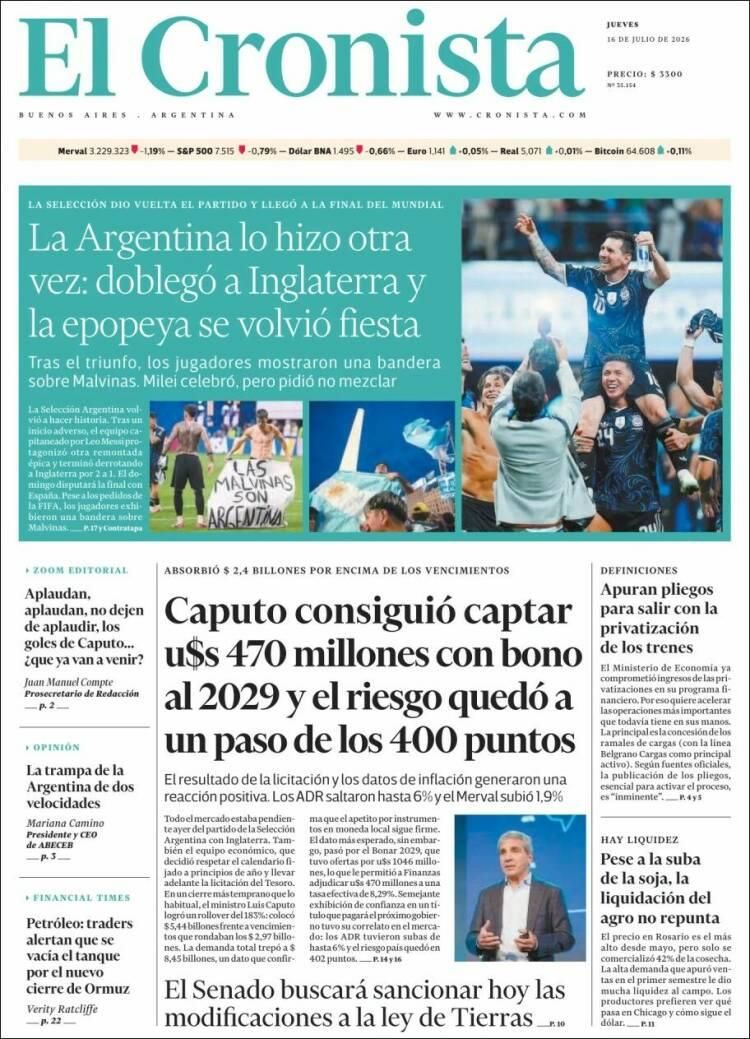 Hermosa mañana, ¿verdad? La Selección Argentina lo hizo otra vez: las tapas de los diarios se rinden ante la Scaloneta finalista