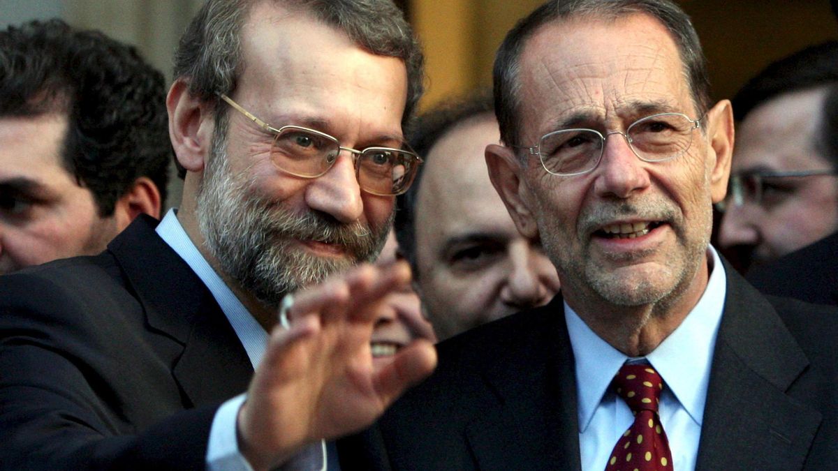 Alí Larijani y Javier Solana, en Roma, en octubre de 2007.