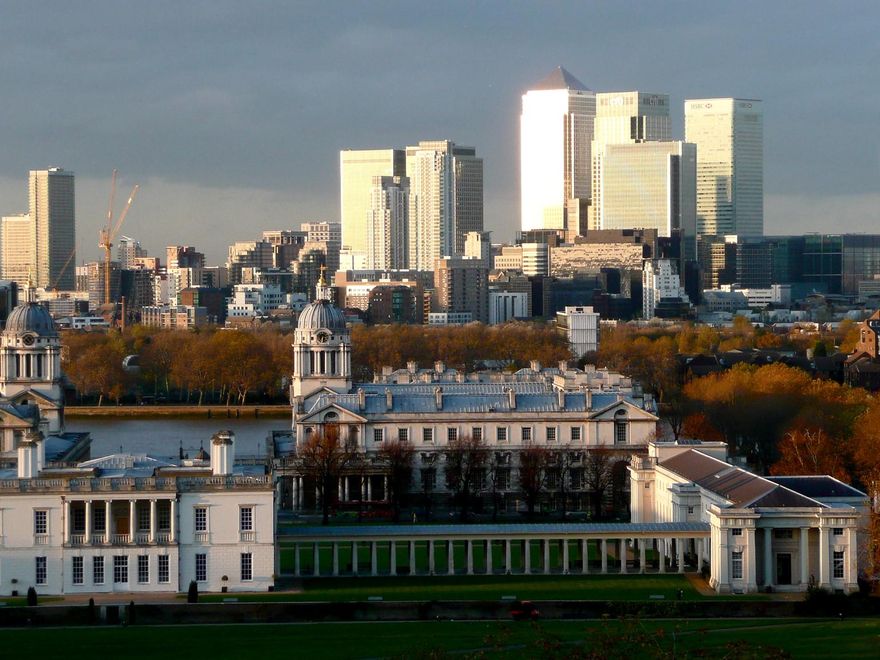 El Skyline de Canary Warf desde Greenwich Garden.