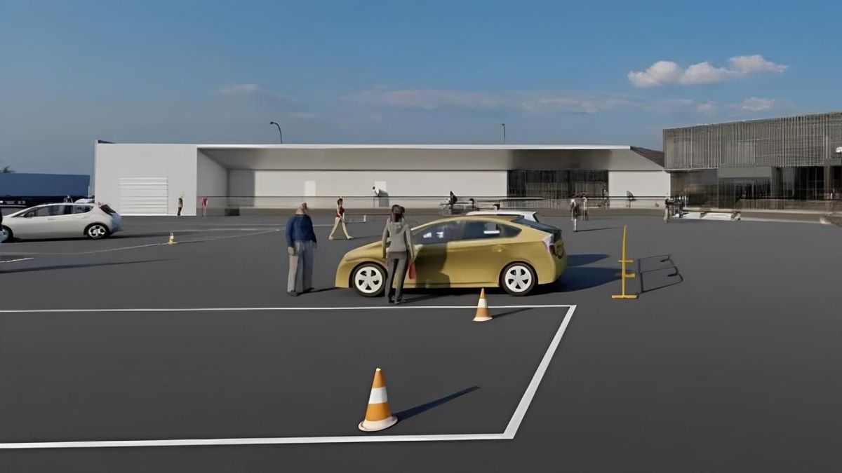 Recreación de las nuevas instalaciones de exámenes de conducir de la DGT en Onzonilla, León.