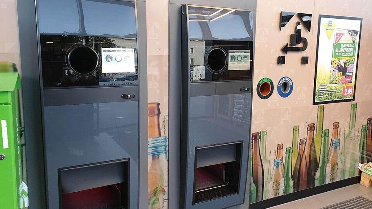 Una máquina del sistema alemán de depósito y devolución de envases.