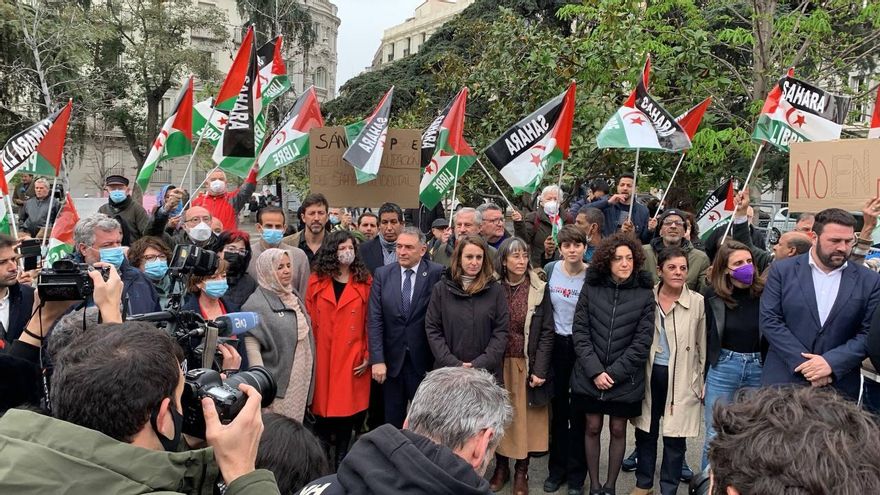 Diputados arropan al Frente Polisario a las puertas del Congreso.