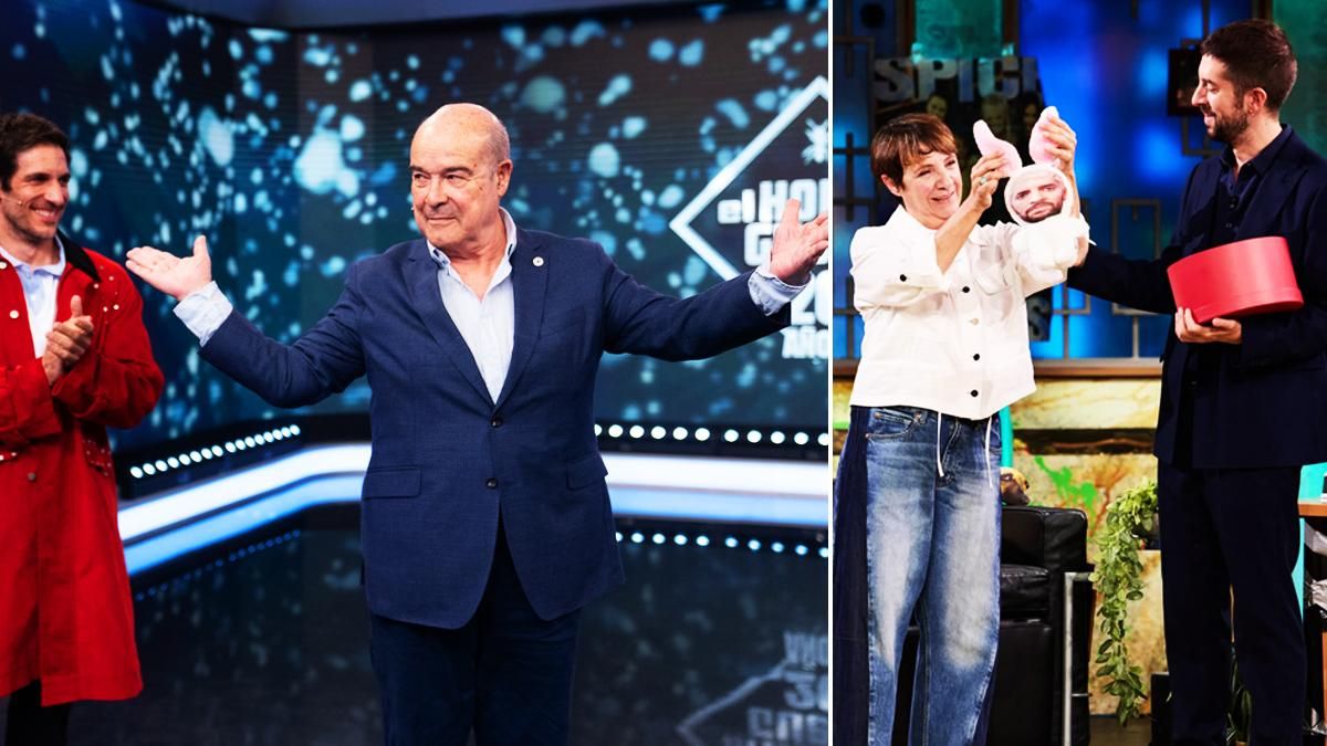 Quim Gutiérrez y Antonio Resines en 'El Hormiguero' / Blanca Portillo con David Broncano en 'La Revuelta'