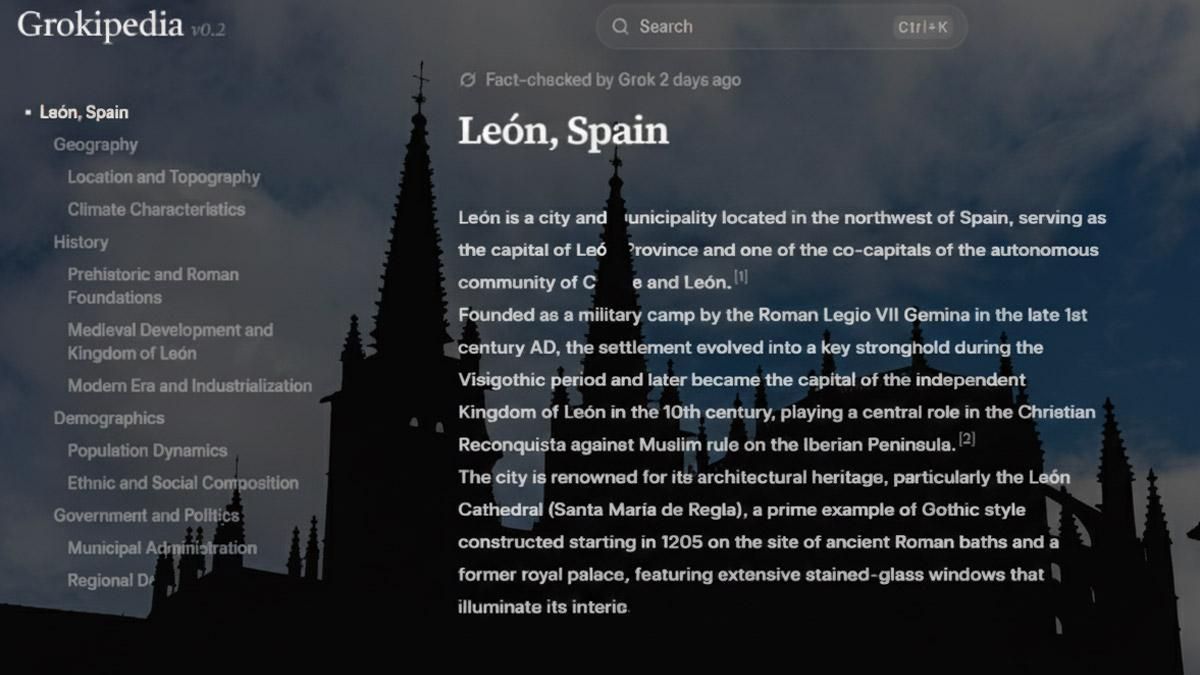 Lo que define sobre León la Grokipedia de Elon Musk