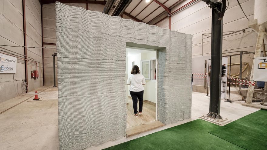 Uno de los tabiques de la vivienda, que ha sido imprimido en 3D