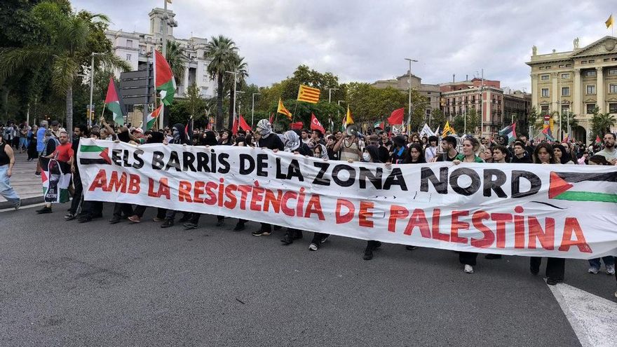 La concentración en Barcelona por la detención de la flotilla a Gaza.