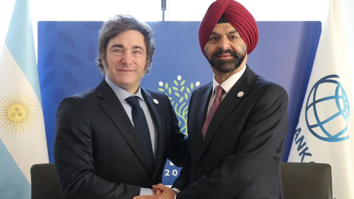 El presidente Javier Milei junto al presidente del Banco Mundial, el empresario Ajay Banga.