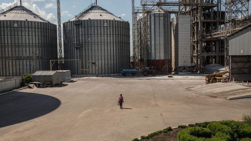 Imagen de silos de cereal en la localidad ucraniana de Myrhorod. EFE/Esteban Biba