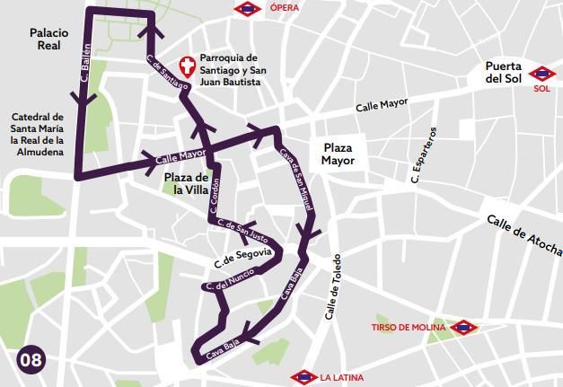 Recorrido de la procesión de las Tres Caídas del Miércoles Santo
