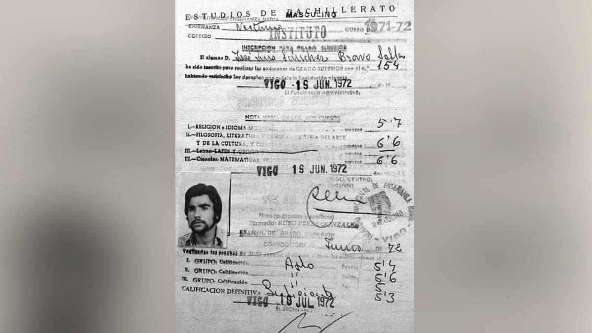 Las notas de Bachillerato de José Luis Sánchez Bravo.