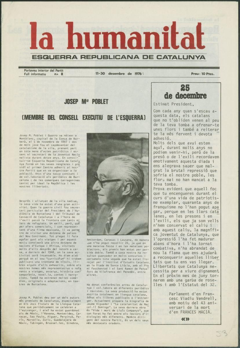 Revista 'La humanitat' editada por ERC en 1976.