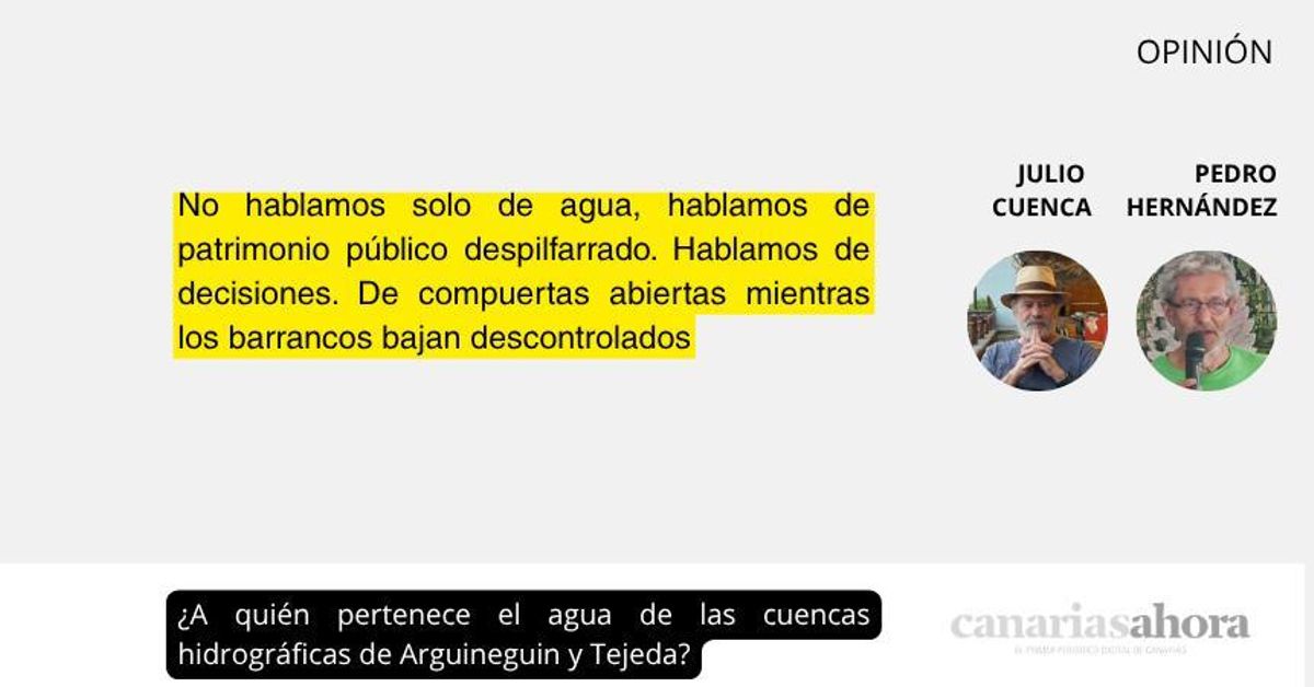 ¿A quién pertenece el agua de las cuencas hidrográficas de Arguineguin y Tejeda?