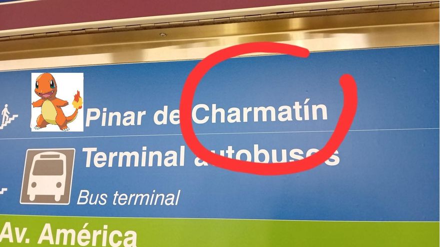 Pinar de "Charmatín", la errata que se le ha colado a Metro de Madrid en su reforma de Avenida de América