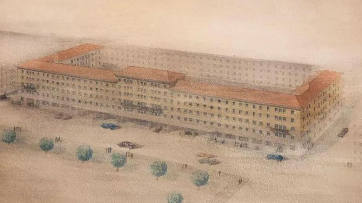 Un dibujo del proyecto del edificio principal del Parque Móvil del Estado.