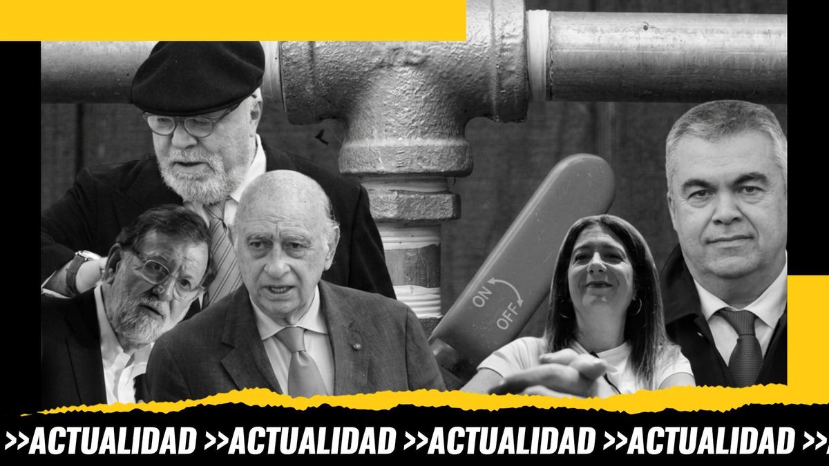 De izquierda a derecha:Villarejo, Mariano Rajoy, Fernández Díaz, Leire Díez y Santos Cerdán