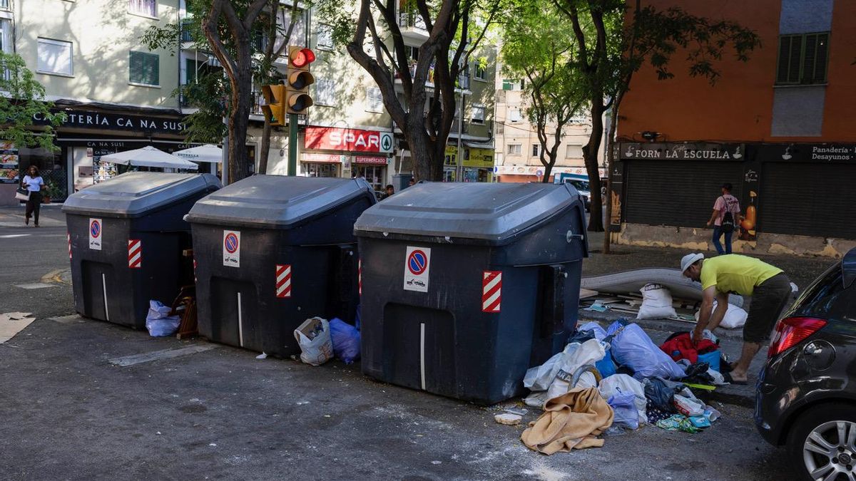 Un hombre en los contenedores de Son Gotleu.