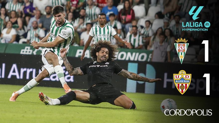 Un Córdoba CF superior perdona y suma un punto que sabe a poco ante el Almería