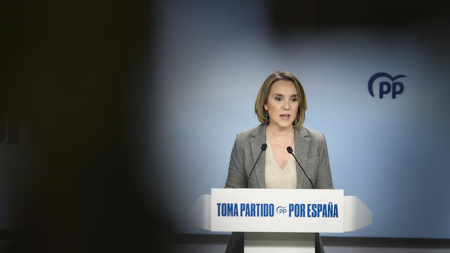 La vicesecretaria de Regeneración del Partido Popular, Cuca Gamarra, durante una rueda de prensa posterior a la reunión del Comité de Dirección del PP, en la sede del PP, a 15 de diciembre de 2025, en Madrid (España).