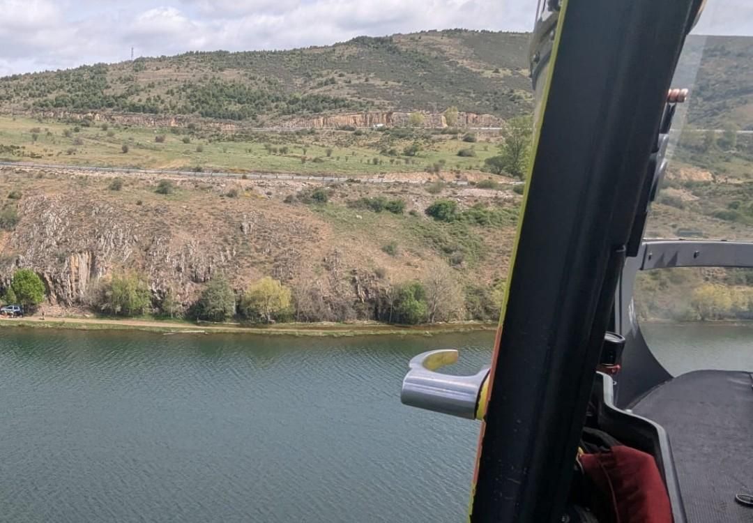 Zona donde tuvo que maniobrar el helicóptero de rescate junto al pantano de Selga de Ordás.