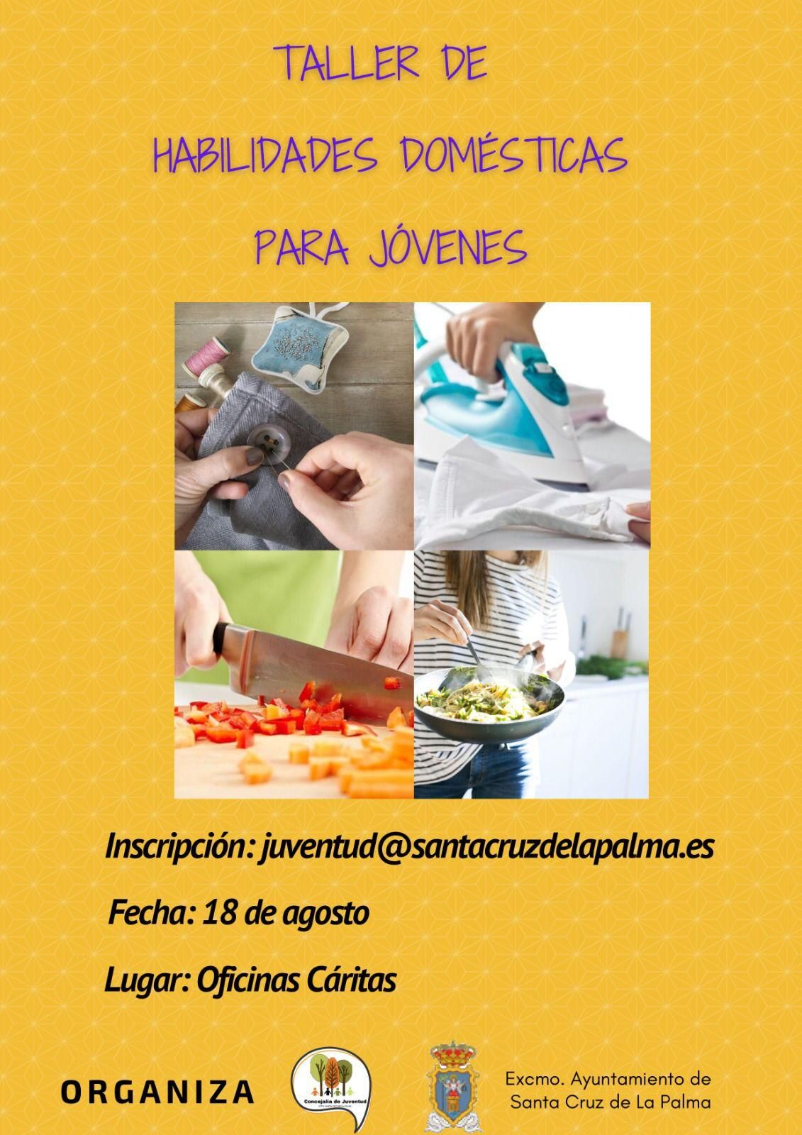 Cartel del taller de 'Habilidades Domésticas para Jóvenes'.