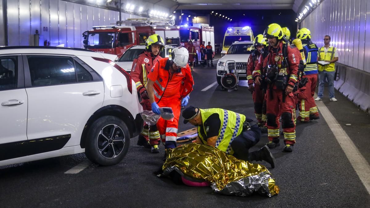 Simulacro de accidente en el túnel de los omeyas