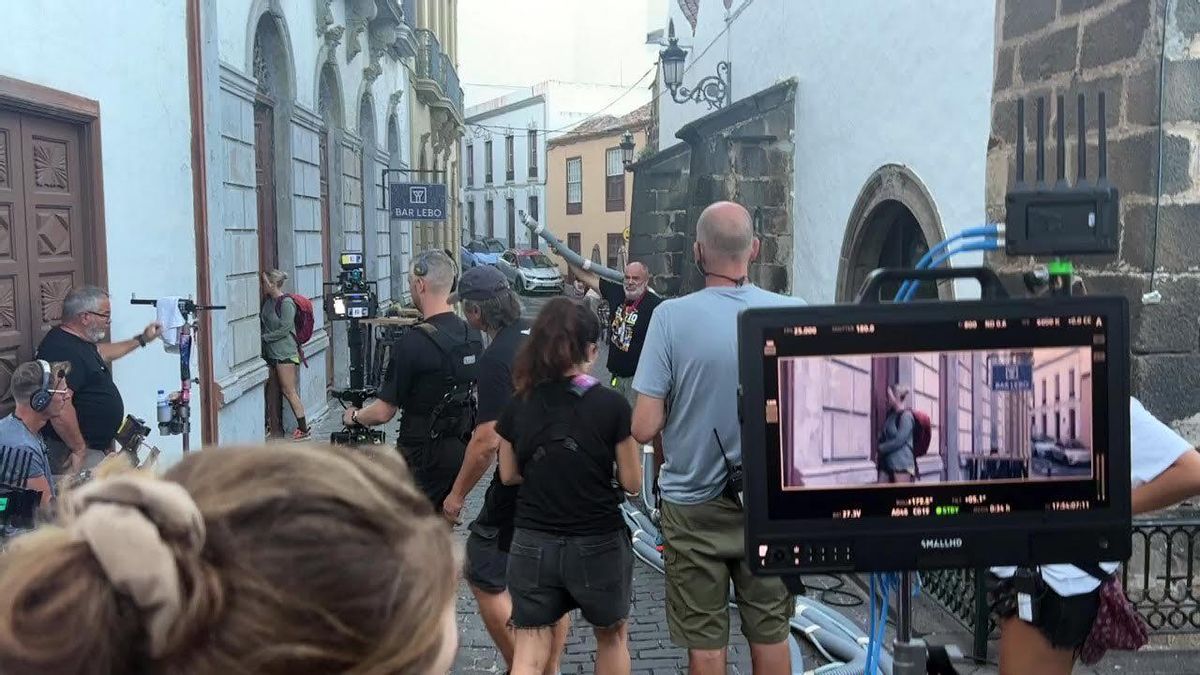 Rodaje de una película en Santa Cruz de La Palma (Canarias).