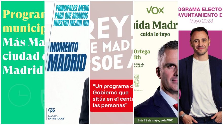 Lo que prometen los que aspiran al Ayuntamiento de Madrid en 2023: programa electoral de PP, Más Madrid, PSOE, Vox, Podemos...