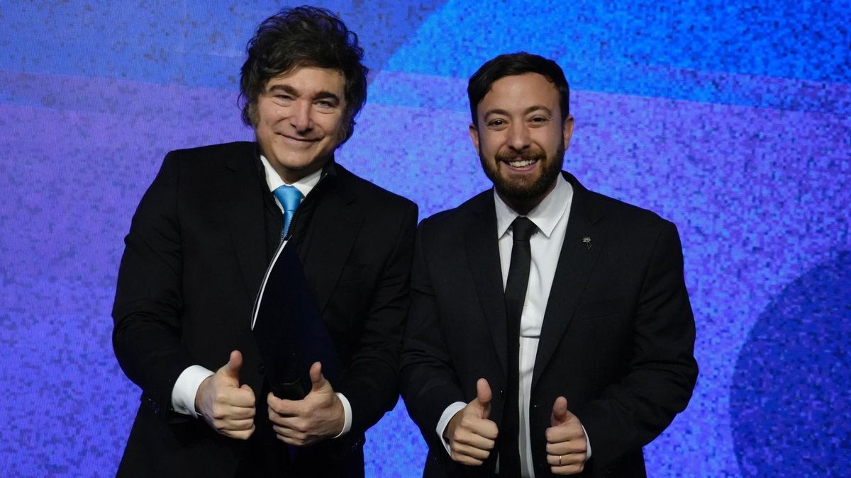 Javier Milei y Agustín Laje, en el encuentro anual de la Fundación Faro.