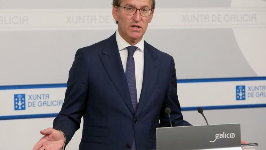 El presidente de la Xunta de Galicia, Alberto Núñez Feijóo durante una rueda de prensa.