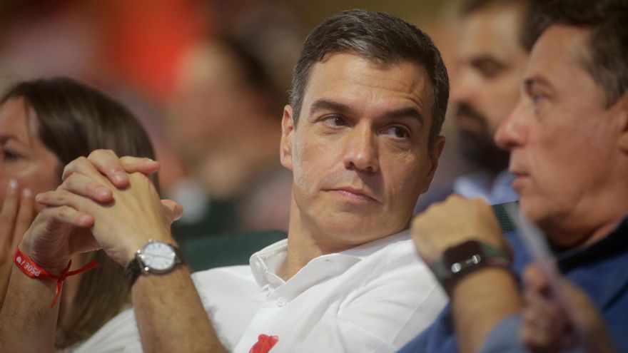 El secretario general del PSOE y presidente del Gobierno y candidato a la reelección, Pedro Sánchez, participa en un acto de campaña de cara al 23J, en el Auditorio Gustavo Freire, a 20 de julio de 2023, en Lugo, Galicia (España).