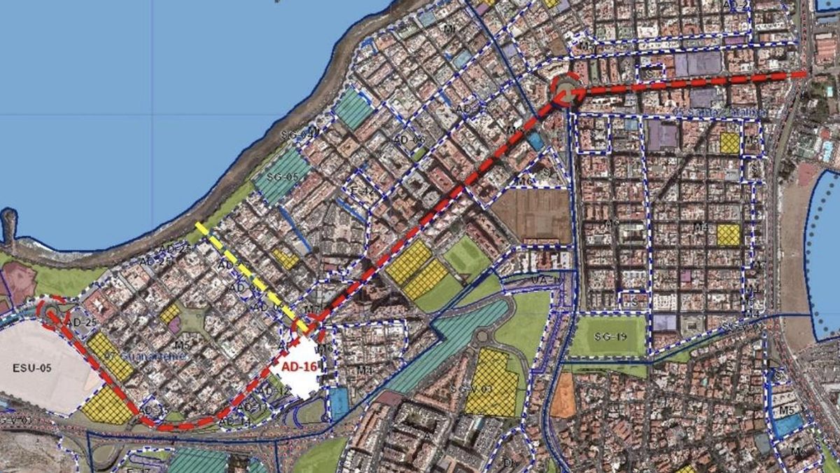 Prolongación de la Avenida de Mesa y López, marcada en rojo