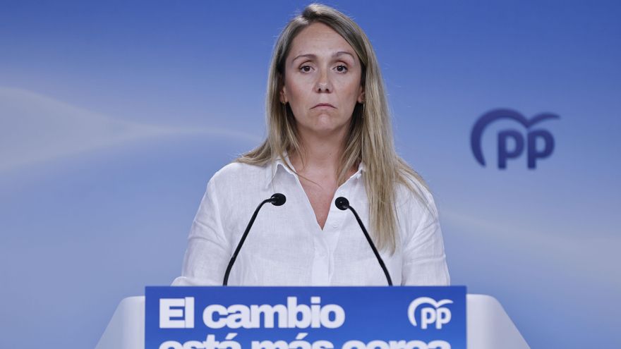 MADRID, 04/06/2026.- La vicesecretaria de Coordinación Territorial del PP, Alma Ezcurra, durante la rueda de prensa ofrecida este jueves en la sede de la calle Génova. EFE/Marcos Villaoslada