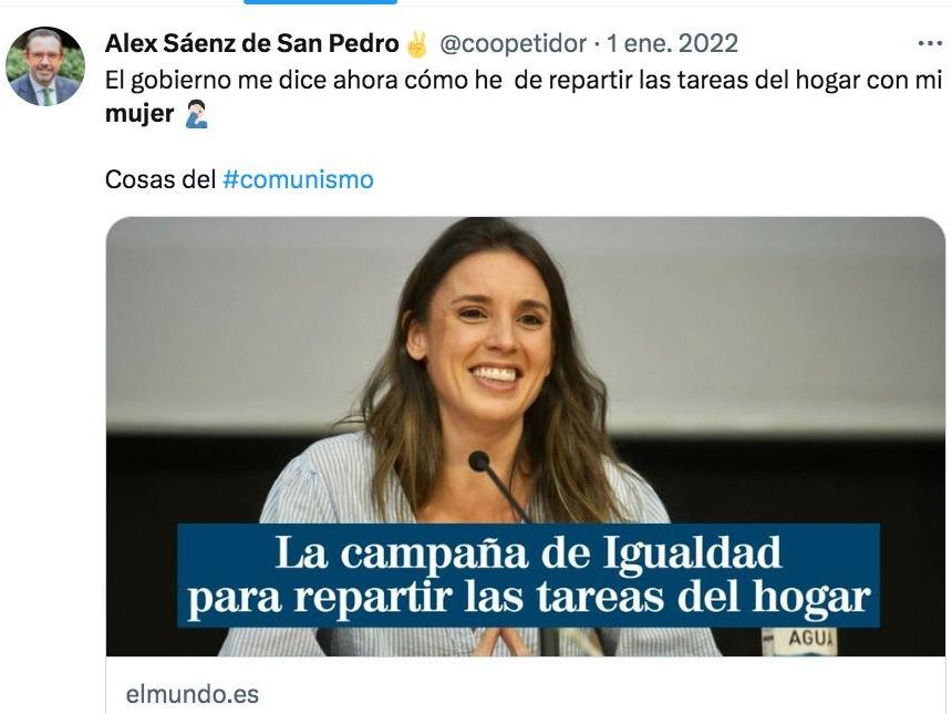 Captura de pantalla de uno de los mensajes publicados por Sáenz de San Pedro