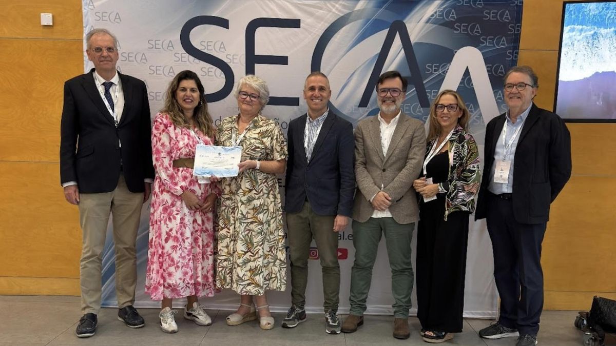 De izquierda a derecha, Carlos Bezos, Yurena Rivero, Inmaculada Mediavilla, Fabio Colamarino, Oriol Santana, Alicia Hernández y Manel Santiñá.