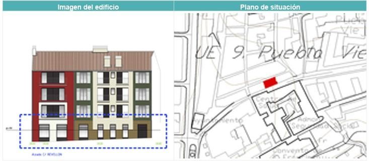 Futuras viviendas de alquiler del Gobierno de Cantabria en locales de la calle Revellón, en Laredo.