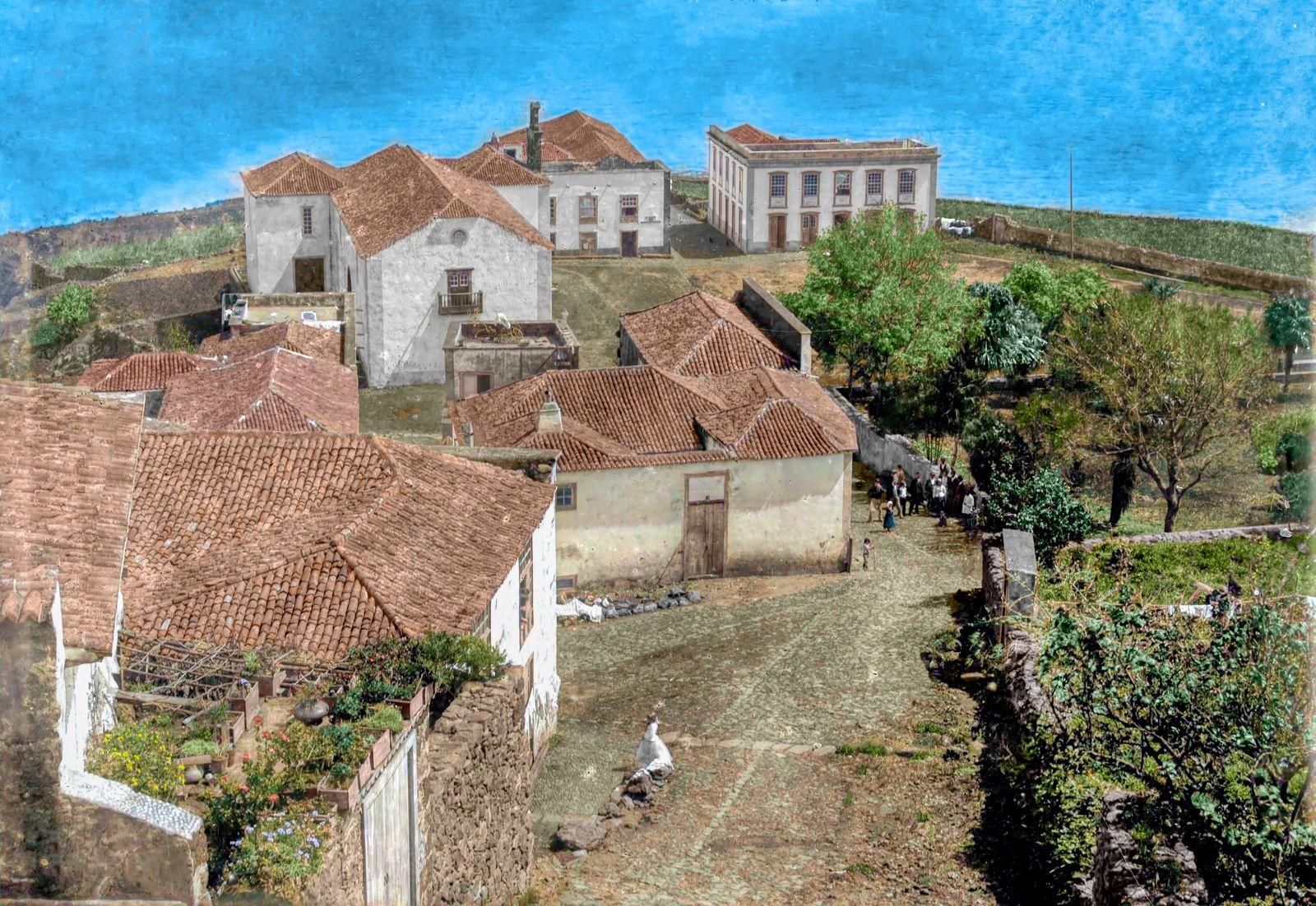 El Casco de Los Sauces. 1895. Archivo General de La Palma. Restaurada y coloreada por Abraham T. Díaz Abreu