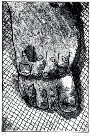 'Peus negres'. Grabado al barniz blando efecto crayon (2009)