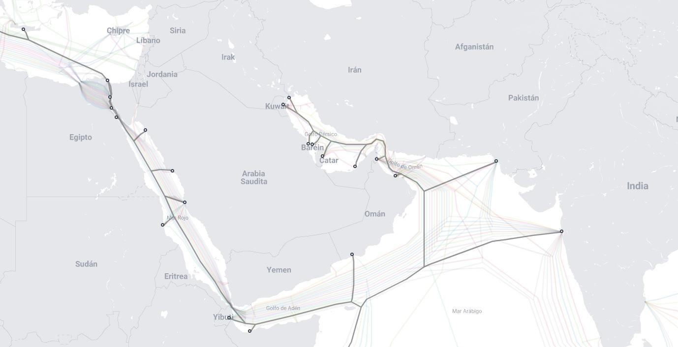 Bifurcación del 2Africa hacia la India e Irak