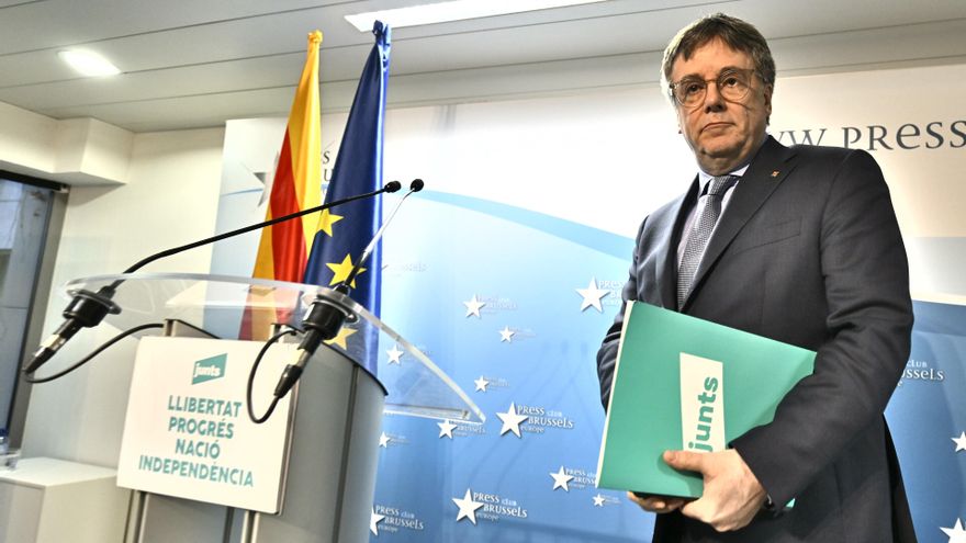 Archivo - El presidente de Junts, Carles Puigdemont,  durante la reunión de la Ejecutiva permanente de Junts, en el Press Club Brussels Europe, a 9 de diciembre de 2024, en Bruselas (Bélgica).