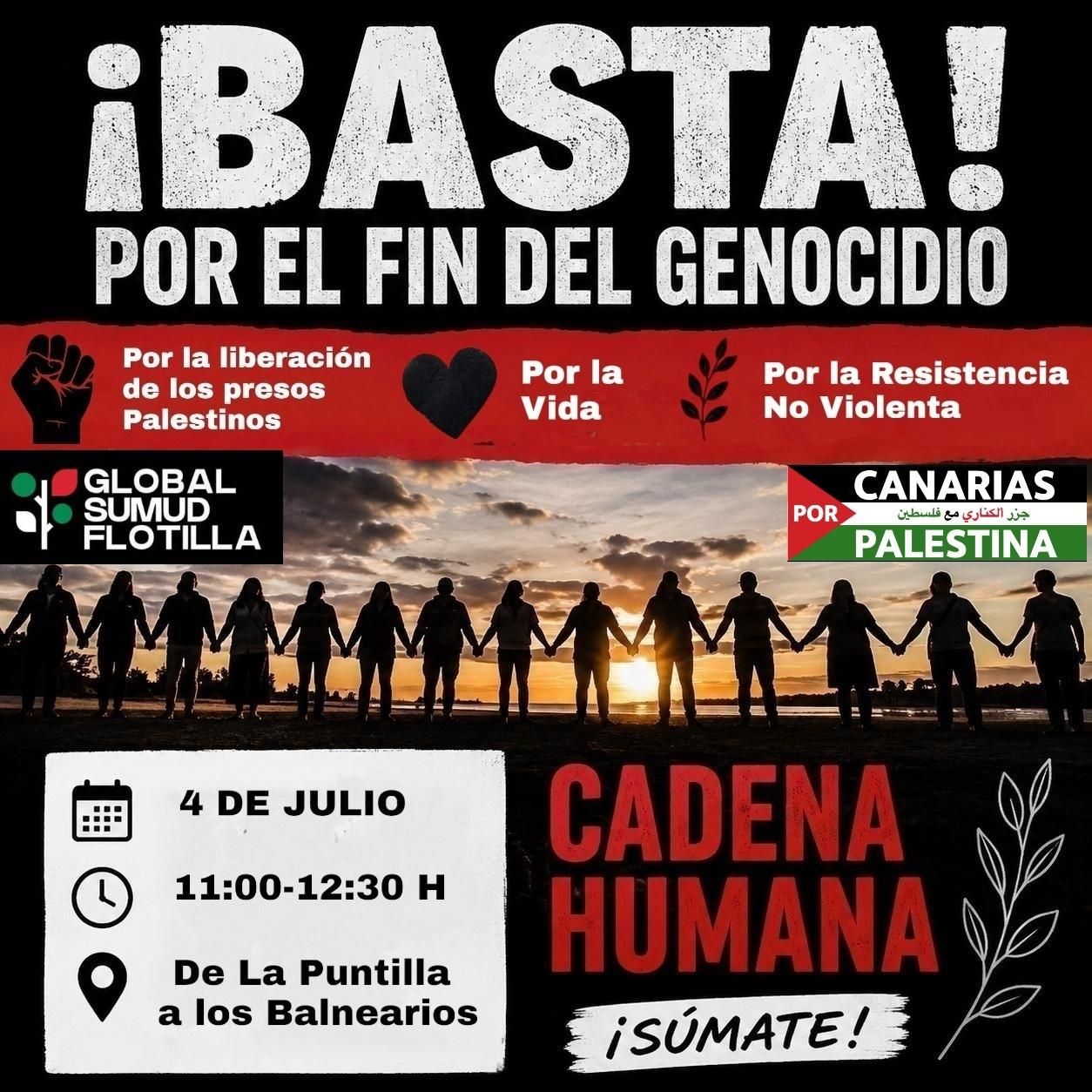 Pancarta organización protesta en Gran Canaria.