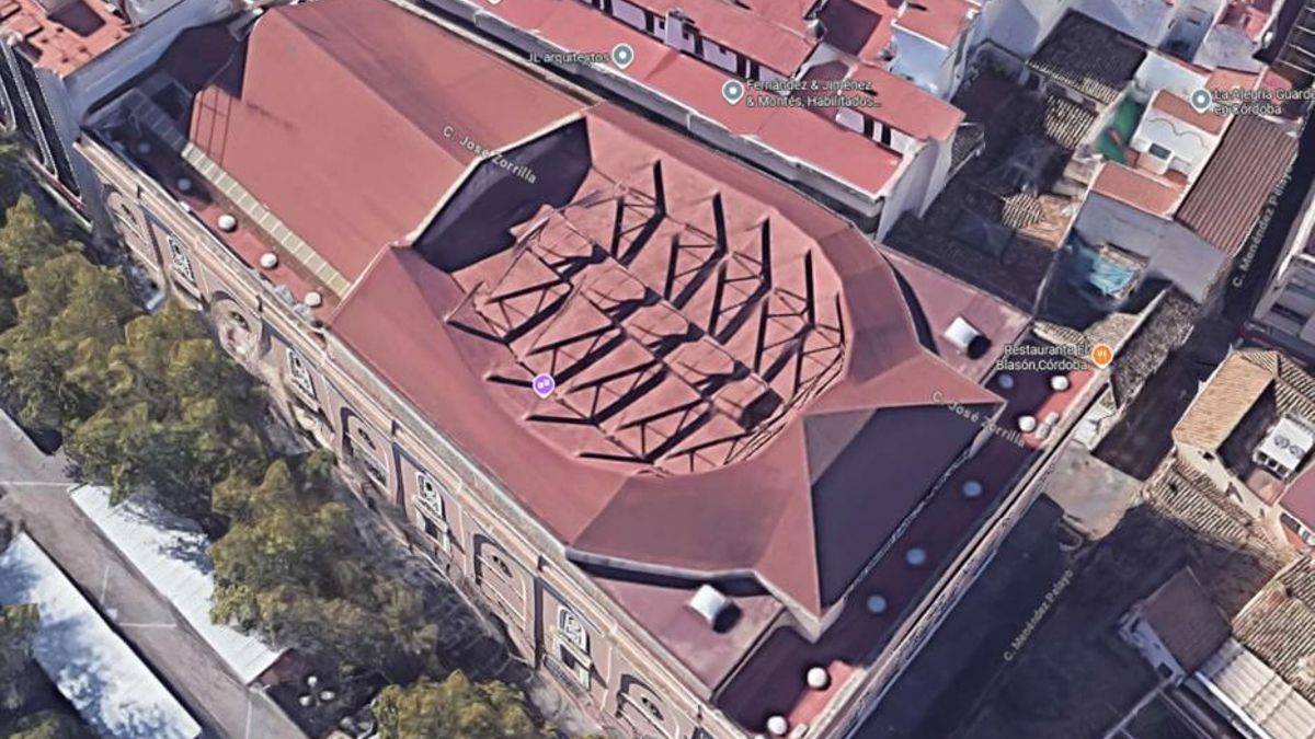 Vista de las cubiertas del Gran Teatro de Córdoba, en una imagen del proyecto de rehabilitación.