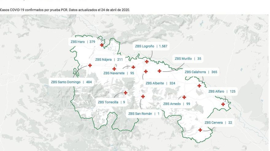 Las zonas con más casos de coronavirus son Logroño, Santo Domingo y Haro