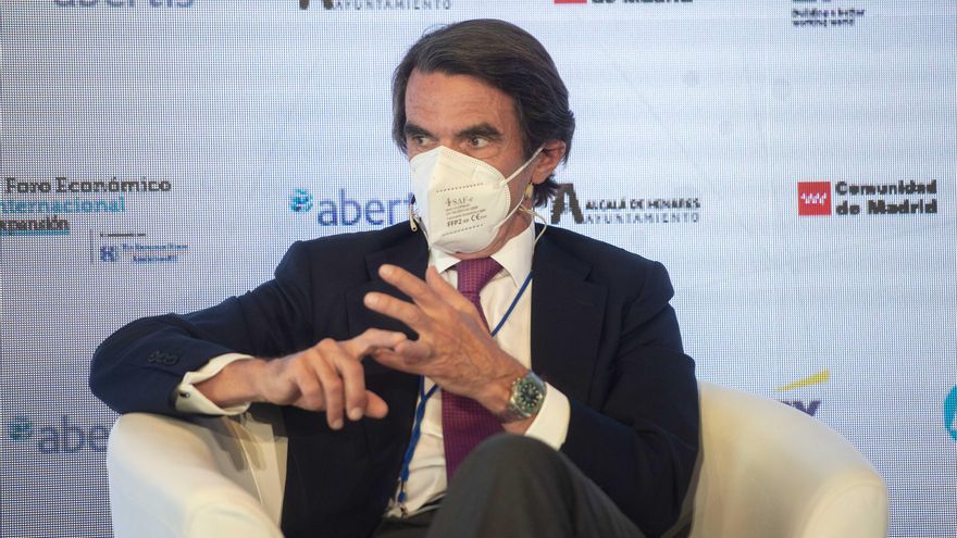 El expresidente del Gobierno José María Aznar, participa en la sesión 'Globalización en un orden internacional en constante cambio' del II Foro Económico Internacional, a 8 de junio de 2021. Alcalá de Henares, Madrid, (España).