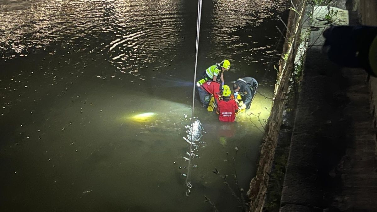 Servicios de emergencia durante el rescate de la mujer precipitada al río Manzanares