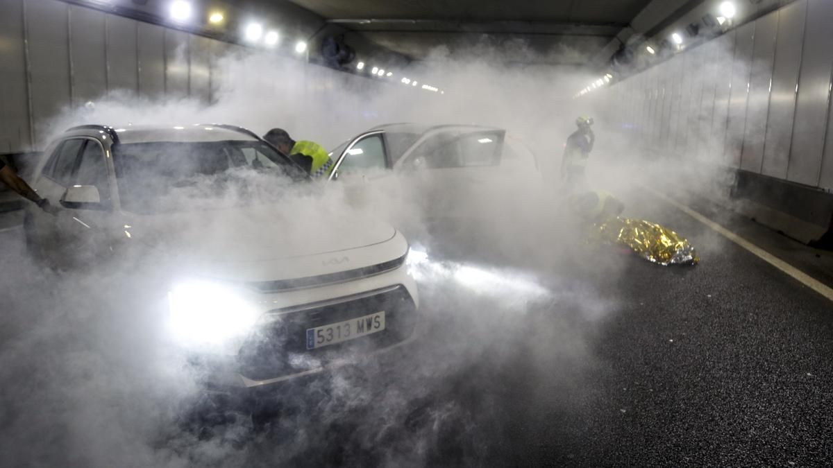 Simulacro de accidente en el túnel de los omeyas
