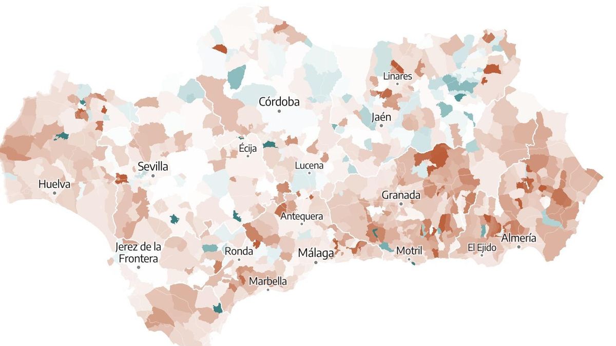 Mapa de participación en Andalucía  a las 18.00