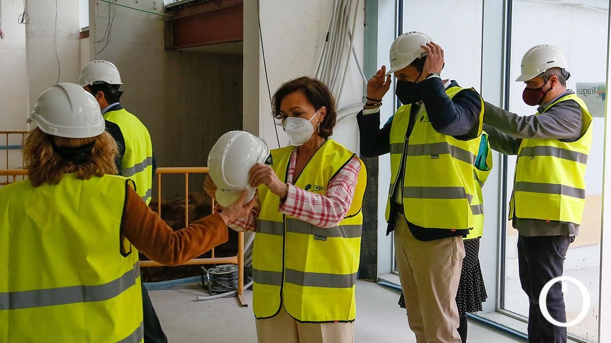 La vicepresidenta del Gobierno Carmen Calvo visita las obras de la Biblioteca del Estado