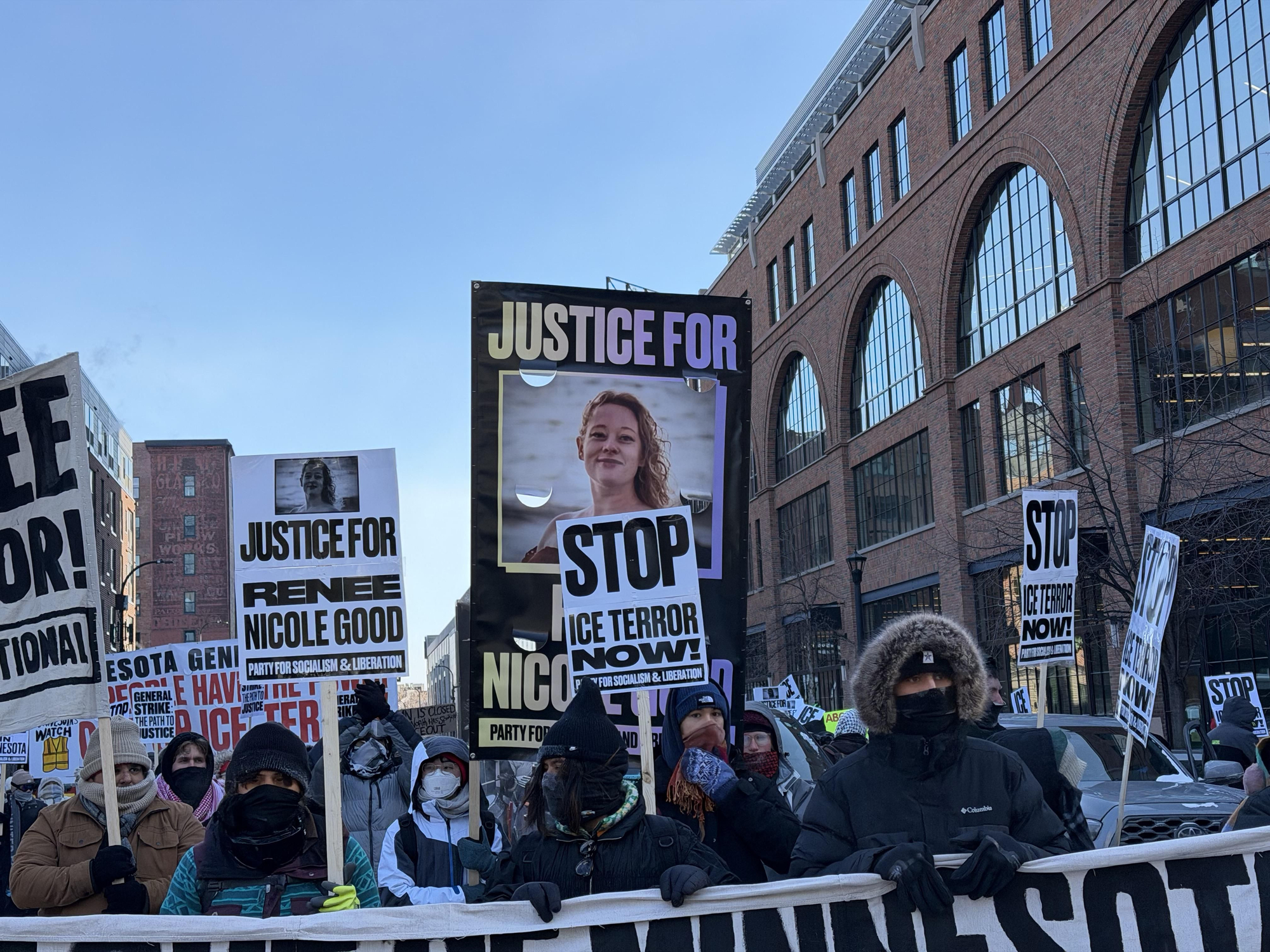 Manifestación contra el ICE en el centro de Minneapolis, el 23 de enero de 2026.