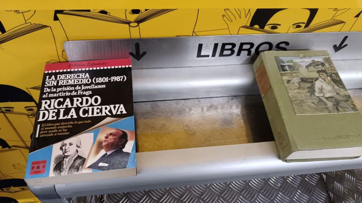 Dos libros en una de las Metrotecas de la estación de Metro de Madrid en Tetuán.